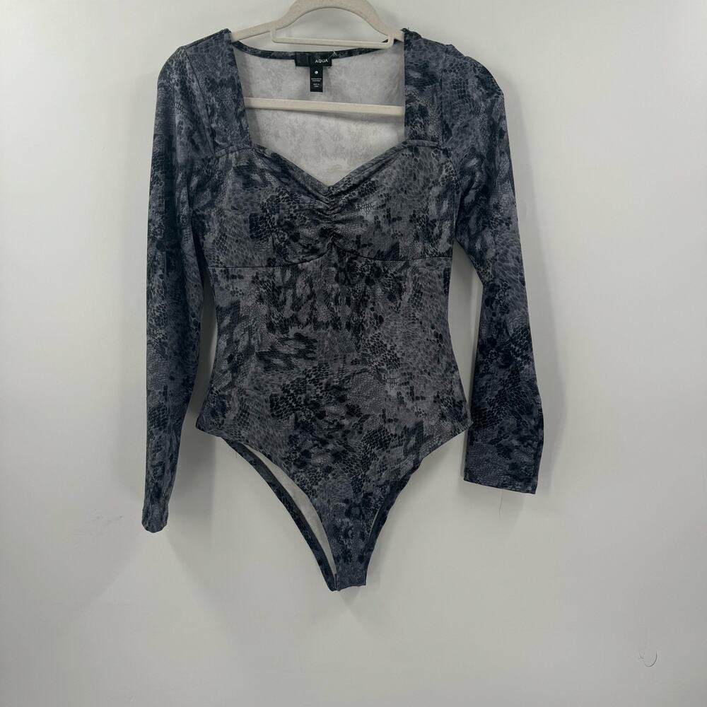 NWOT Aqua Women's Snake Print Sweetheart Neck Bodysuit
